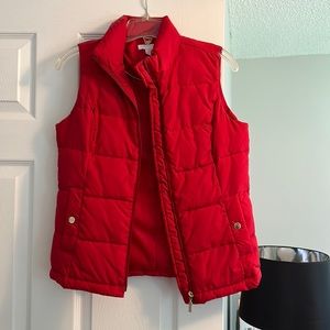 Red puffer vest